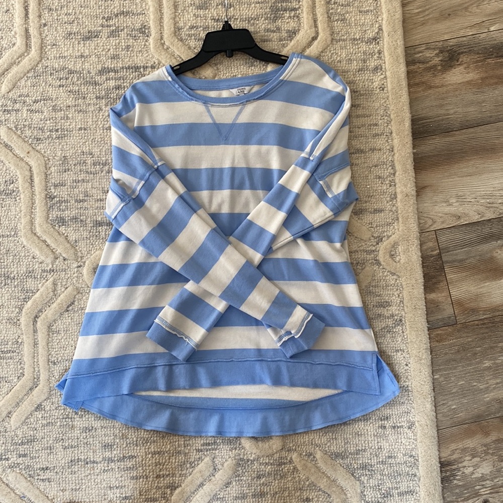 Crown & Ivy Blue and White Striped Shirt